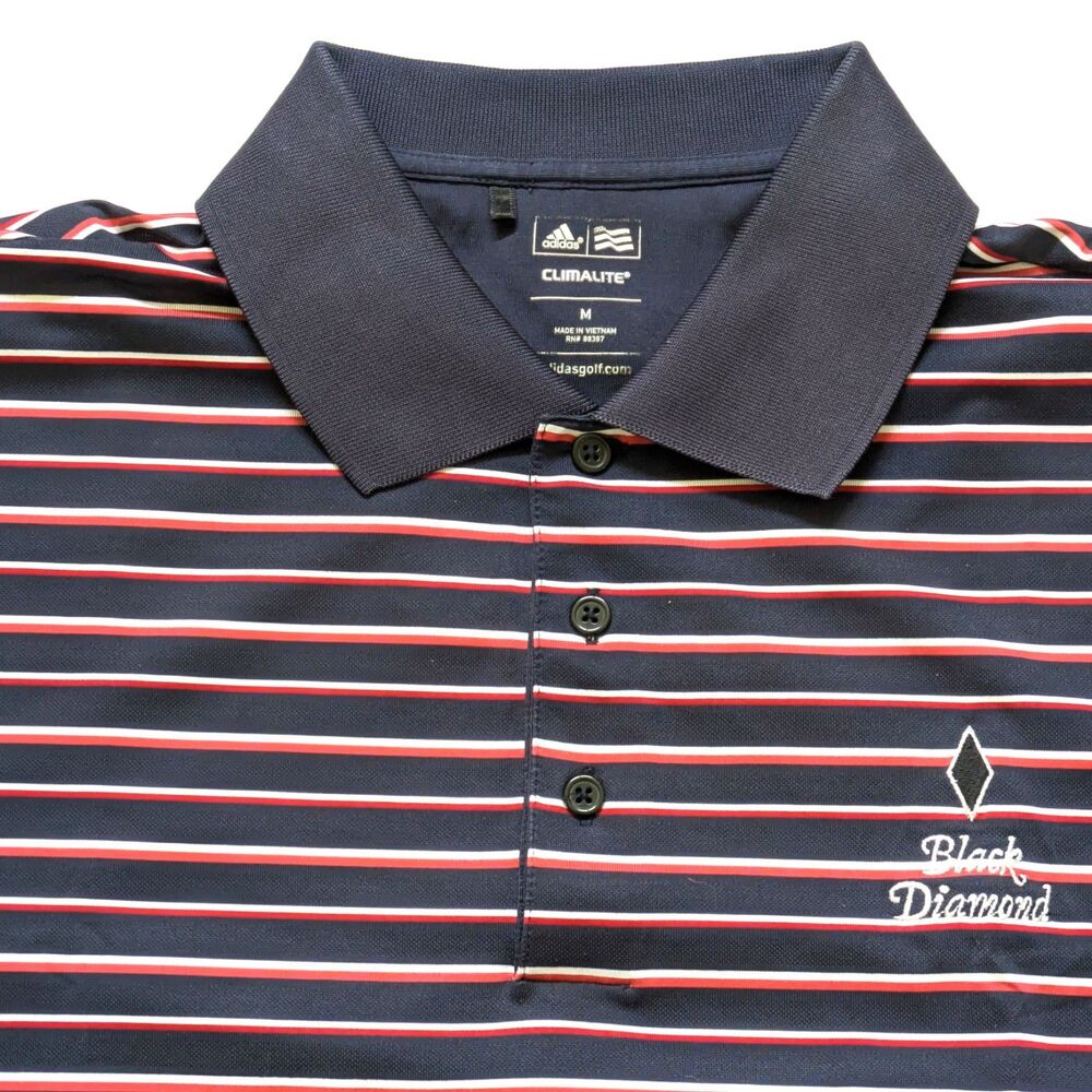 Adidas Climalite Mens Golf Shirt Size Medium Short Sleeve Black Diamond Logo